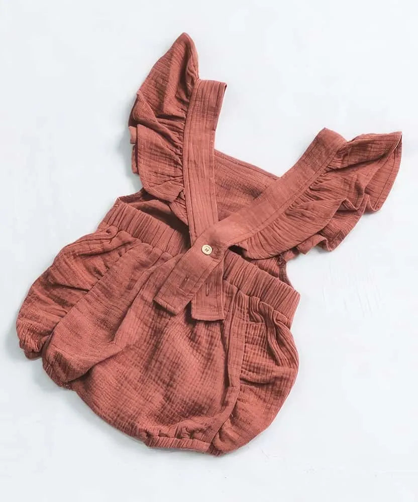 100% Cotton Baby Rompers with Shoulder Frill