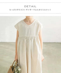 2-WAY Checked Cotton Short Sleeve One Piece Dress
