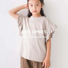 Short Sleeve Girl T-shirt with Frill Shoulder
