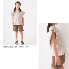 Short Sleeve Girl T-shirt with Frill Shoulder